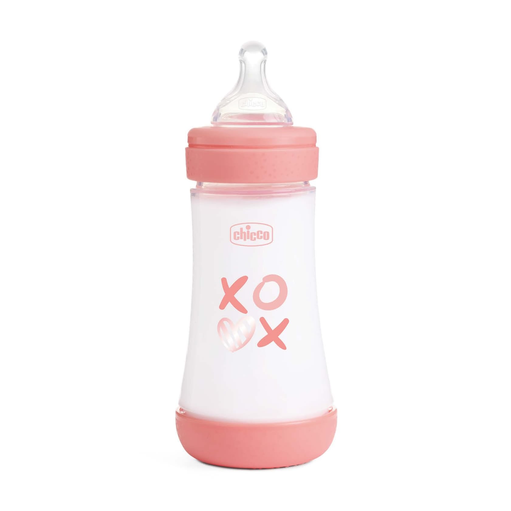 Пляшка для годування Chicco Perfect 5 Love пластикова, із силіконовою соскою, від 2 місяців, рожева, 240 мл (20223.31.40)